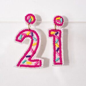 21st BIRTHDAY 21 Seed Bead Celebration Earrings